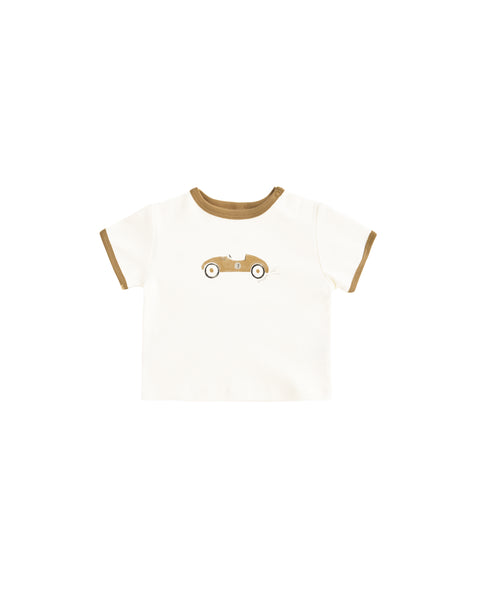 Quincy Mae Ivory Race Car Ringer Tee