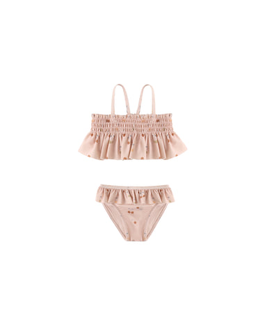 Quincy Mae Blush Cherries Smocked Ruffle Bikini