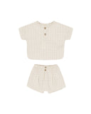 Quincy Mae Oat Check Woven Boxy Top + Short Set