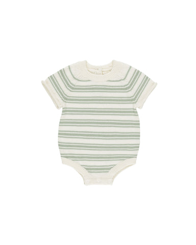 Quincy Mae Sage Stripe Knit Rowan Romper