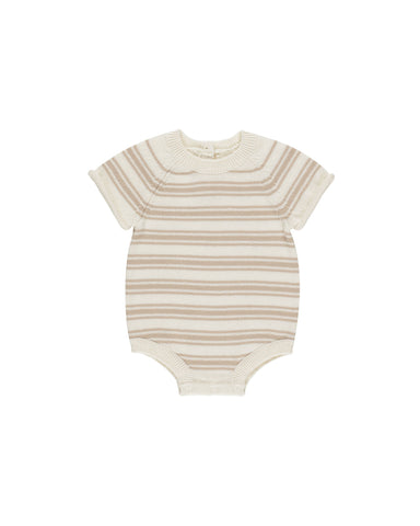 Quincy Mae Oat Stripe Knit Rowan Romper