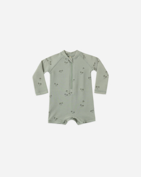Quincy Mae Sage Palm Long Sleeve Rashguard One-Piece