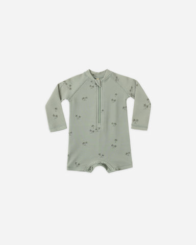 Quincy Mae Sage Palm Long Sleeve Rashguard One-Piece