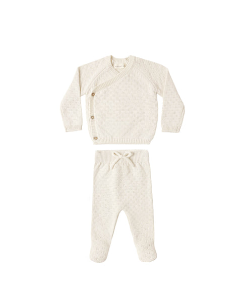 Quincy Mae Natural Knit Wrap Top + Pant Set