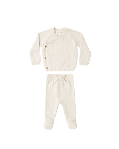 Quincy Mae Natural Knit Wrap Top + Pant Set