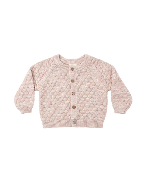 Quincy Mae Dusty Rose Speckle Bubble Knit Cardigan + Bloomer Set
