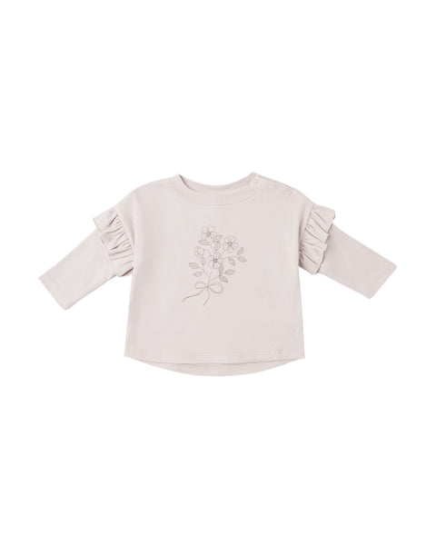 Quincy Mae Lilac Fleur Ruffle Tee + Floret Drawstring Pant Set