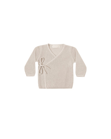 Quincy Mae Oat Knit Wrap Top + Footed Pant Set