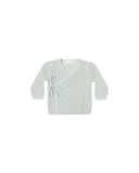 Quincy Mae Ice Blue Knit Wrap Top + Footed Pant Set