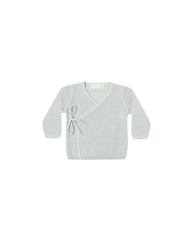 Quincy Mae Ice Blue Knit Wrap Top + Footed Pant Set