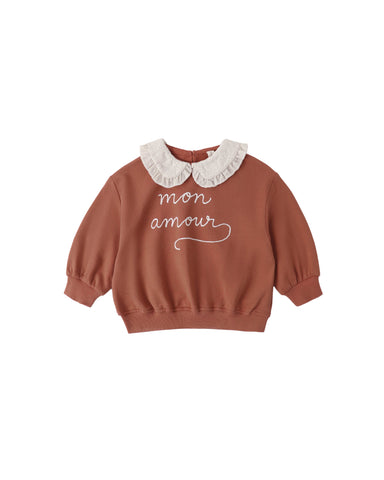 Quincy Mae Mon Amour Collared Sweatshirt
