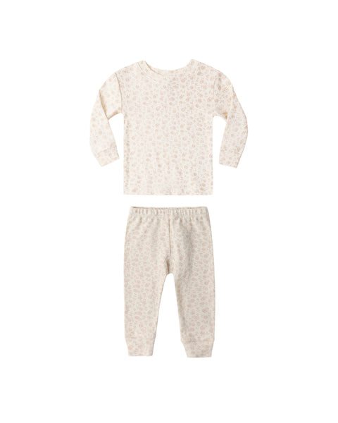 Quincy Mae Ivory Ditsy Jersey Pajama Set