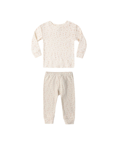 Quincy Mae Ivory Ditsy Jersey Pajama Set