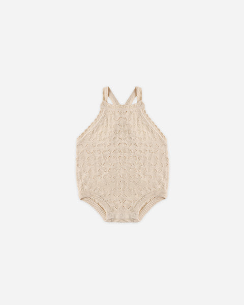 Quincy Mae Ecru Annie Knit Romper