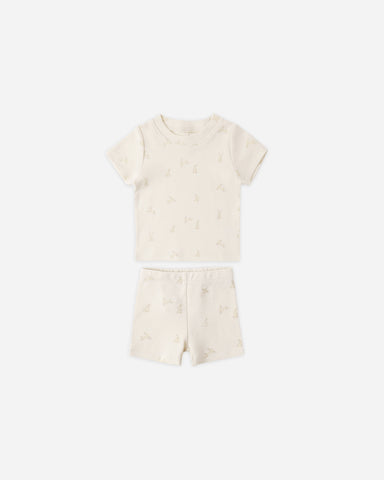 Quincy Mae Natural Bunnies Summer Pajama Set