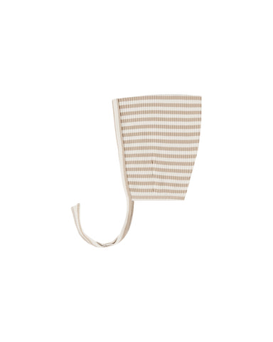 Quincy Mae Latte Stripe Ribbed Pixie Bonnet