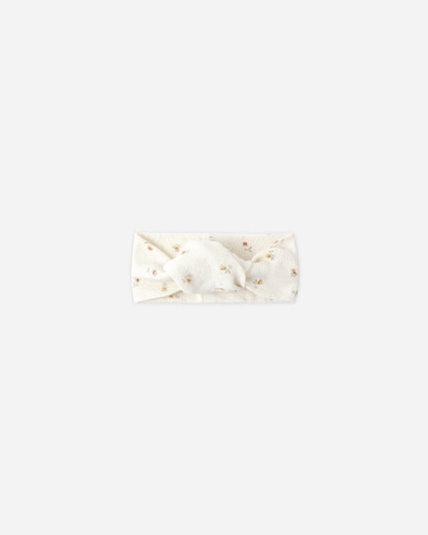 Quincy Mae Ivory Petit Fleur Pointelle Knotted Headband
