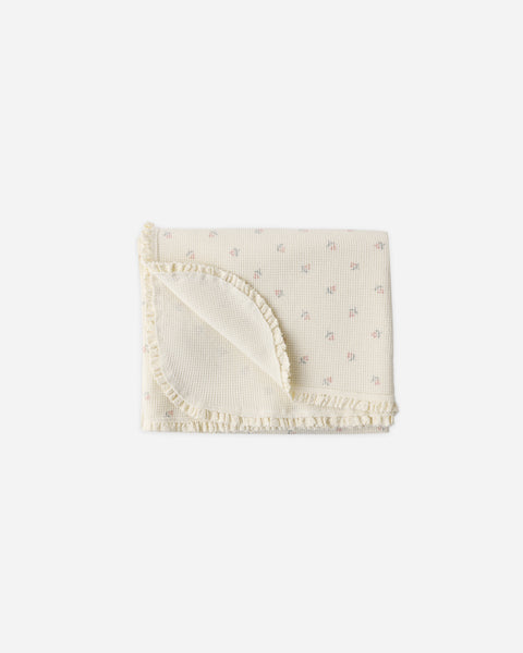 Quincy Mae Natural Mauve Ditsy Waffle Baby Blanket
