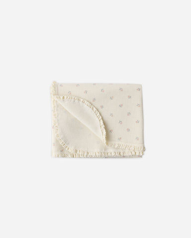 Quincy Mae Natural Mauve Ditsy Waffle Baby Blanket