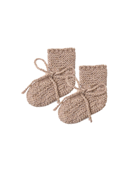 Quincy Mae Heathered Almond Knit Booties