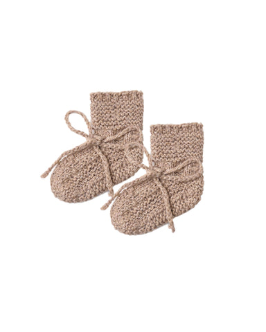 Quincy Mae Heathered Almond Knit Booties