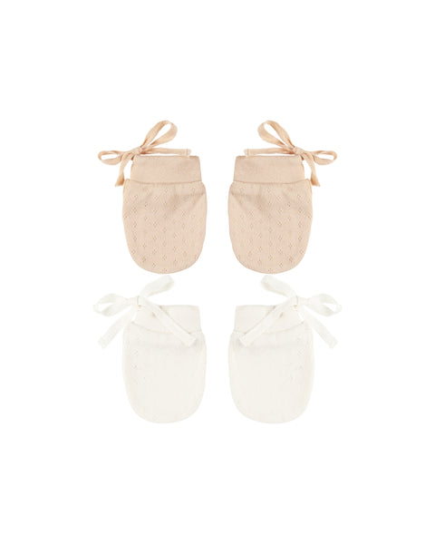 Quincy Mae Blue Ivory/Shell No Scratch Mittens