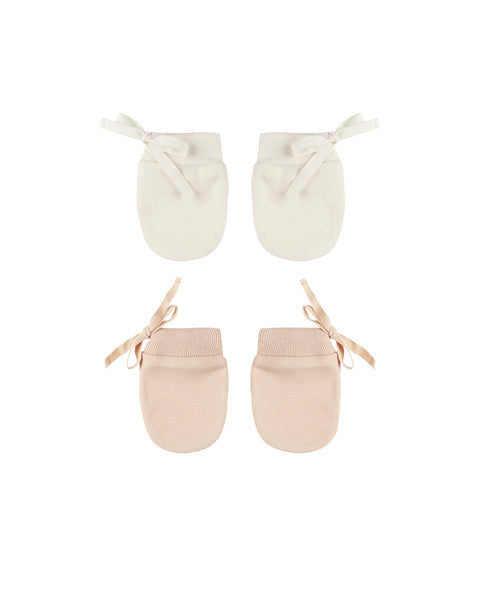 Quincy Mae Ivory/Shell No Scratch Mittens Set