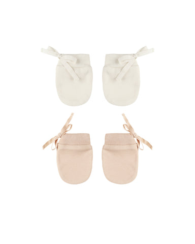 Quincy Mae Ivory/Shell No Scratch Mittens Set