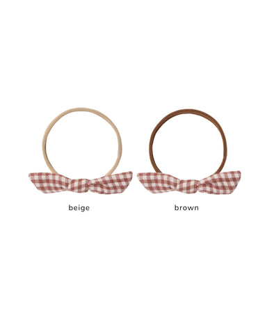 Quincy Mae Red Gingham Little Knot - Beige Band Headband