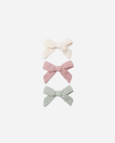 Quincy Mae Natural/Mauve/Sage Bow Set