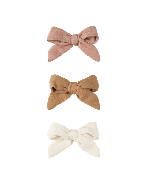 Quincy Mae Rose/Natural/Golden Bow Clip Set