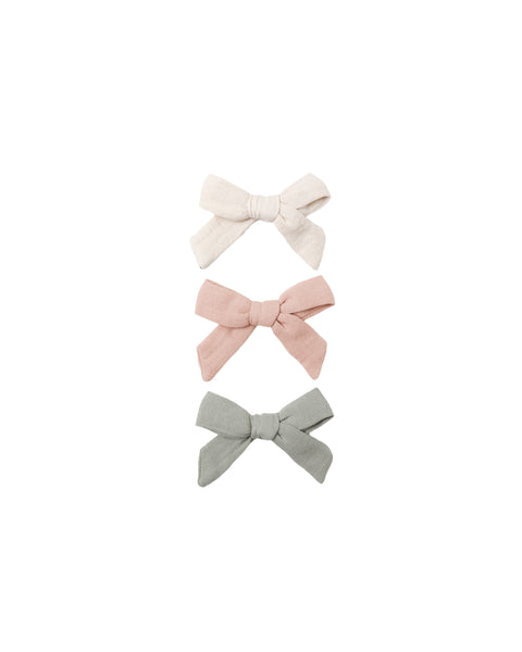 Quincy Mae Natural/Fern/Rose Bow Clip Set