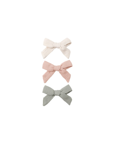 Quincy Mae Natural/Fern/Rose Bow Clip Set