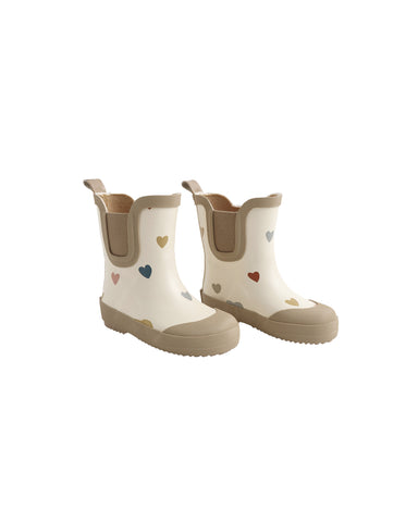 Quincy Mae Natural Confetti Hearts Rain Boots