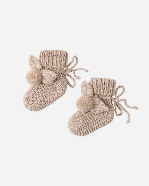 Quincy Mae Latte Heathered Bunny Knit Booties
