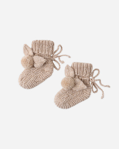 Quincy Mae Latte Heathered Bunny Knit Booties