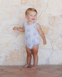 Rylee & Cru Light Blue Suns Bubble Romper