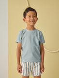 Rylee & Cru Green Stripe Swim Trunk