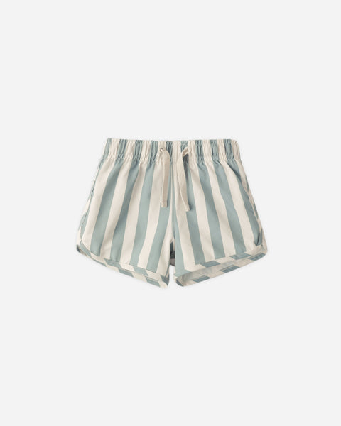 Rylee & Cru Green Stripe Swim Trunk