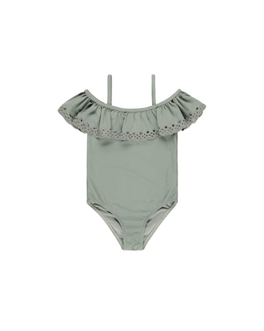 Rylee & Cru Eucalyptus Off The Shoulder One-Piece Swimsuit