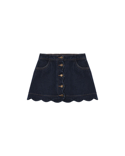 Rylee & Cru Dark Indigo Scallop Mini Skirt