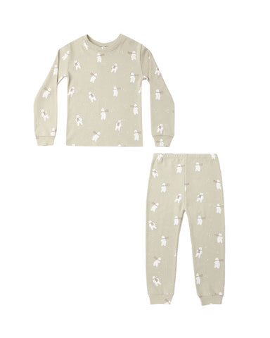 Rylee & Cru Pistachio Polar Bears Organic Long Sleeve Pajamas