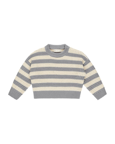 Rylee & Cru Natural Dusty Blue Stripe Aspen Sweater + Bloomer Set