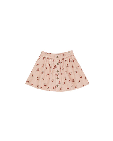 Rylee & Cru Rose Blossom Embroidery Button Front Mini Skirt