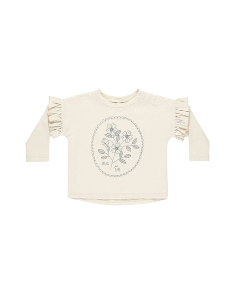 Rylee & Cru Natural Wildflower Ruffle Long Sleeve Tee