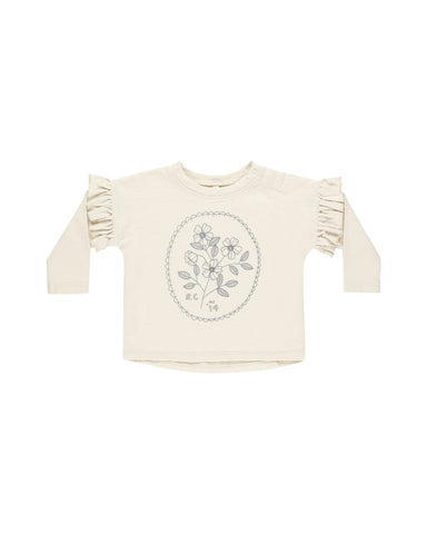 Rylee & Cru Natural Wildflower Ruffle Long Sleeve Tee