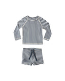 Rylee & Cru Navy Stripe Boys Rashguard Set