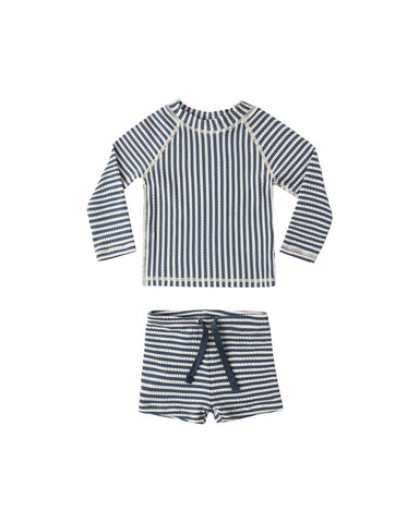 Rylee & Cru Navy Stripe Boys Rashguard Set