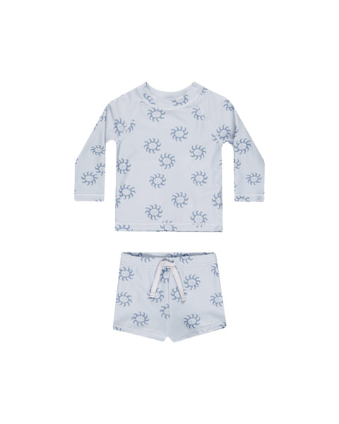 Rylee & Cru Light Blue Suns Boys Rashguard Set