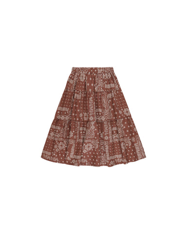 Rylee & Cru Brick Bandana Tiered Midi Skirt